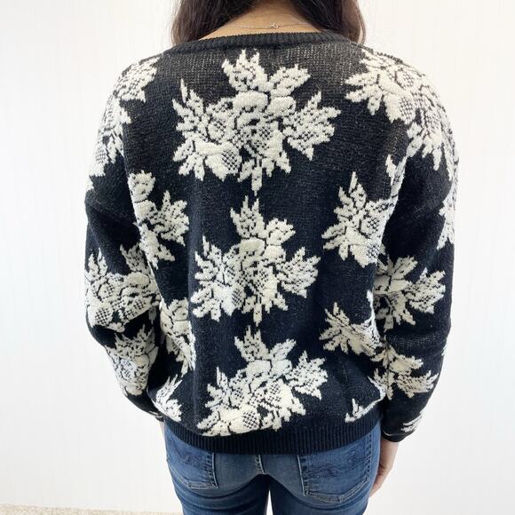 VTG 80s 90s Chunky Sweater Womens Medium Textured Whimsigoth Dark Cottagecore - Picture 9 of 9